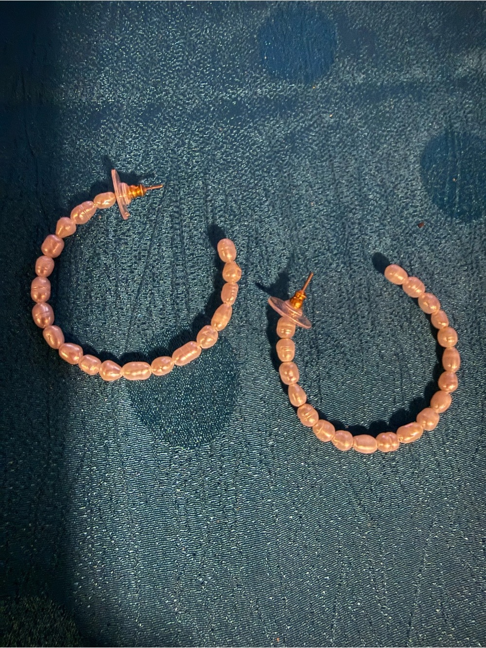 Delicate Pink Beaded Hoop Earrings - Women Jewelry
